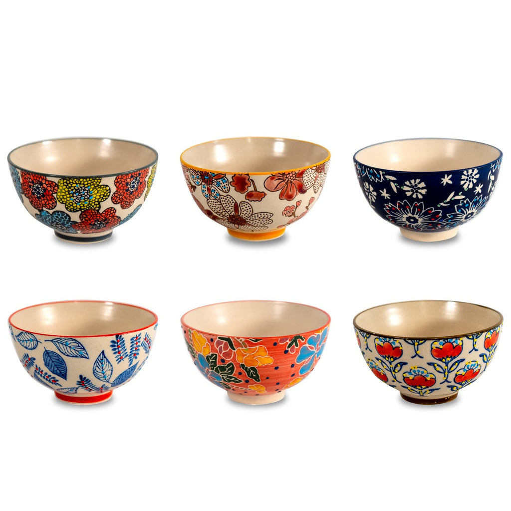 Pechino - Set De 6 Coupes Décorées - Céramique - 300ml