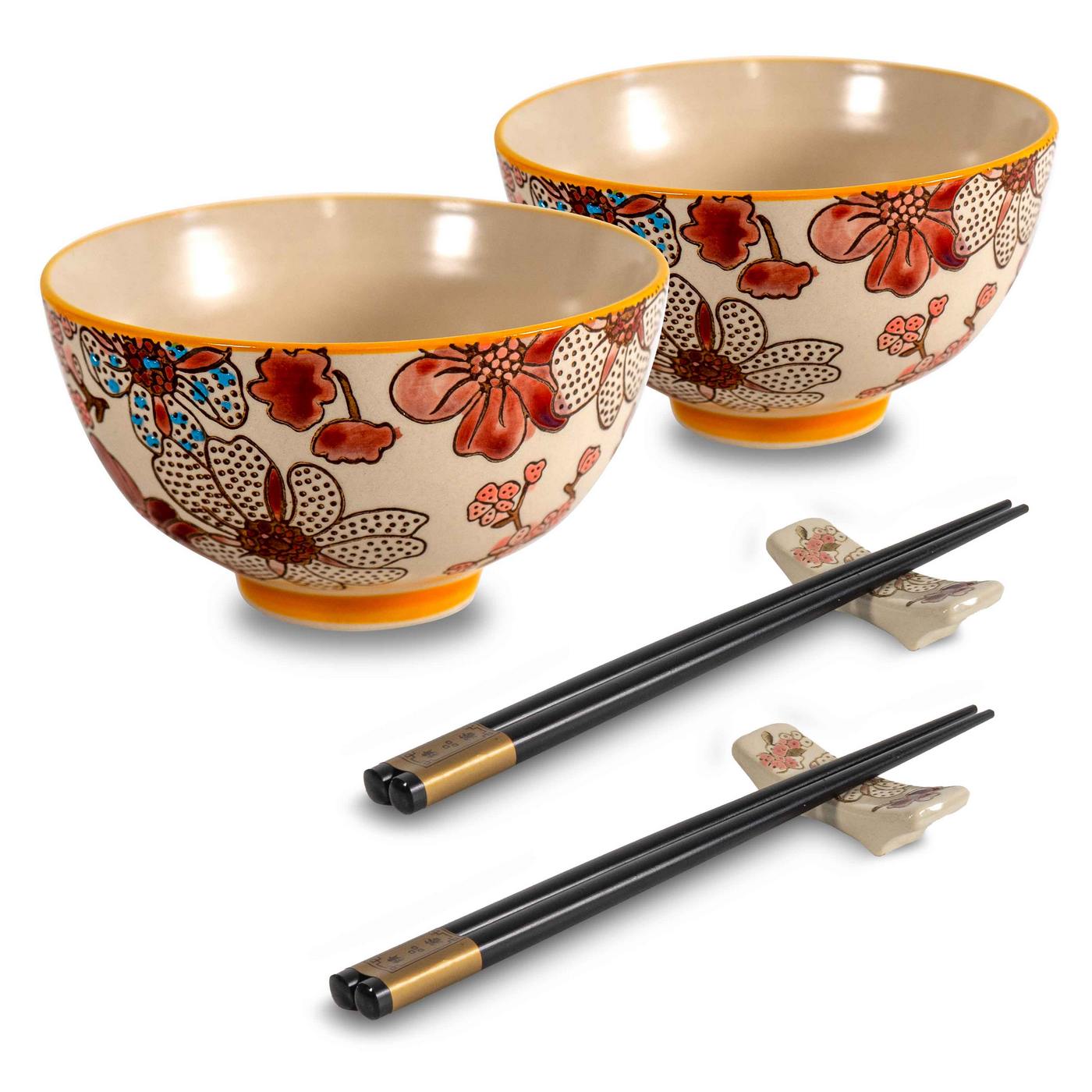 Pechino - Set De 2 Bols Décorés - Rouge - Céramique - 300ml