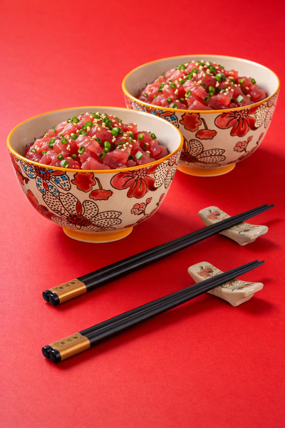 Pechino - Set De 2 Bols Décorés - Rouge - Céramique - 300ml