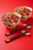Pechino - Set De 2 Bols Décorés - Rouge - Céramique - 300ml