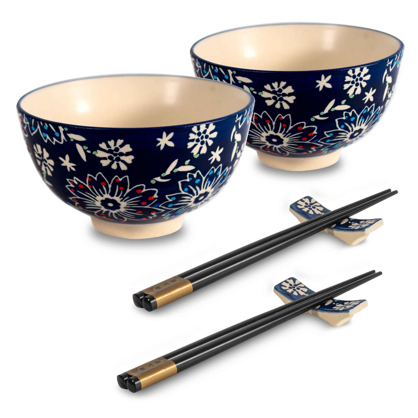 Pechino - Set De 2 Bols Décorés - Bleu - Céramique - 300ml