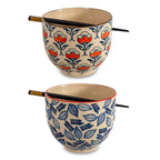 Pechino - Set 2 Bols Ramen, 2 Jeux De Baguettes - Céramique - 800ml