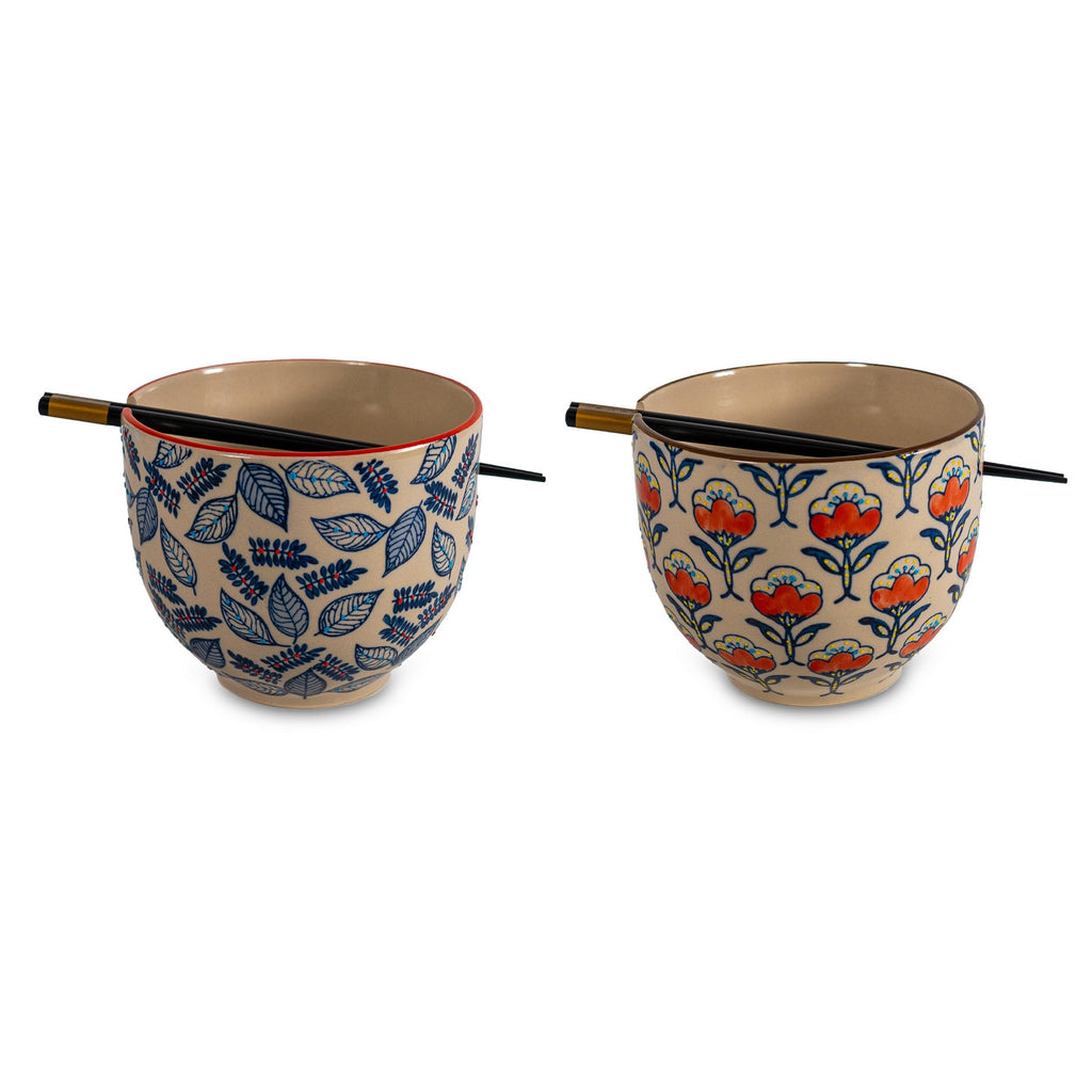 Pechino - Set 2 Bols Ramen, 2 Jeux De Baguettes - Céramique - 800ml