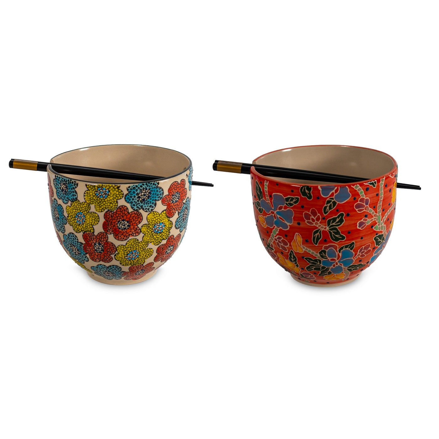 Pechino - Set 2 Bols Ramen, 2 Jeux De Baguettes - Céramique - 800ml