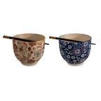 Pechino - Set 2 Bols Ramen, 2 Jeux De Baguettes - Céramique - 800ml