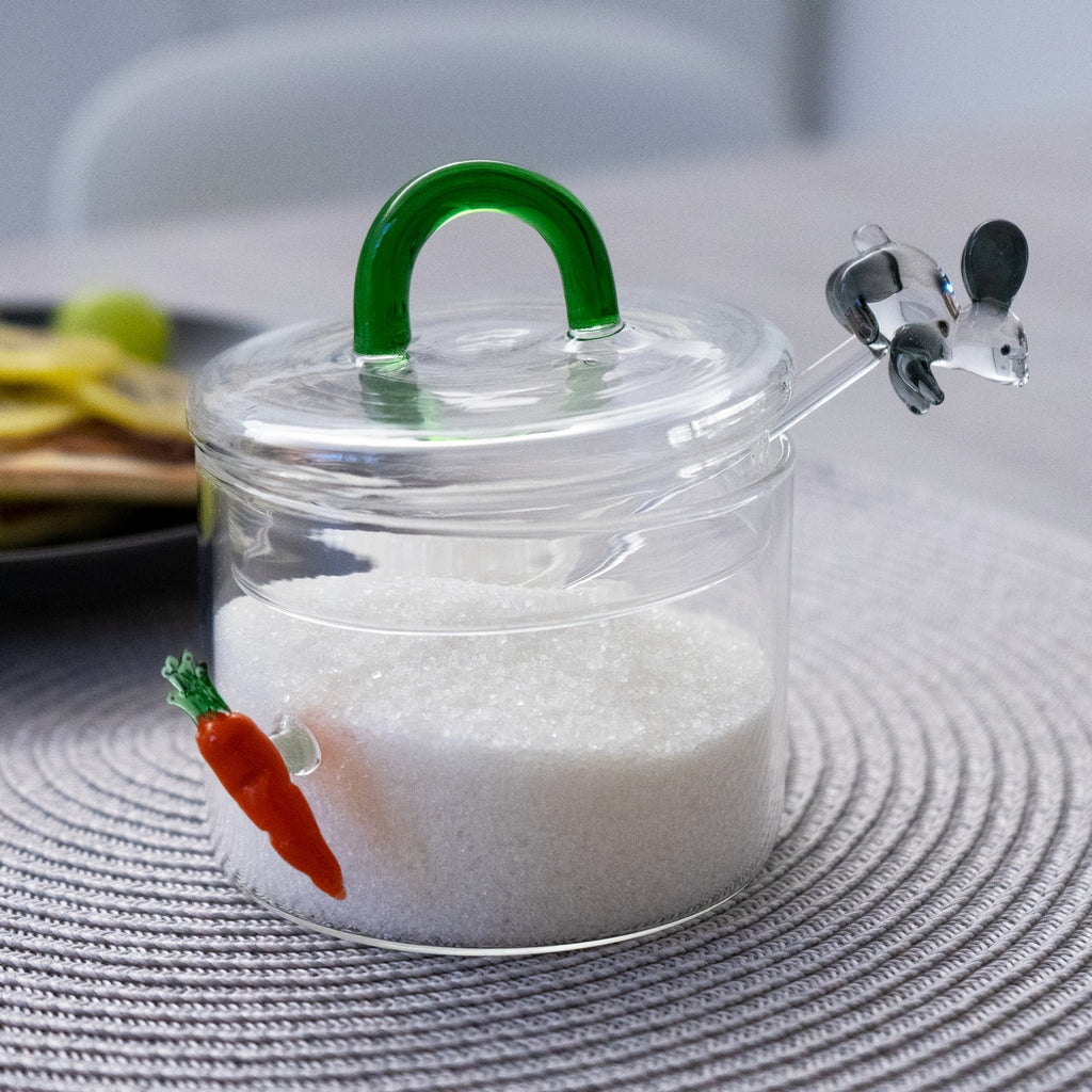 Monterey - Sucrier Avec Cuillère À Café Lapin Et Carotte - Verre Borosilicate - 300ml