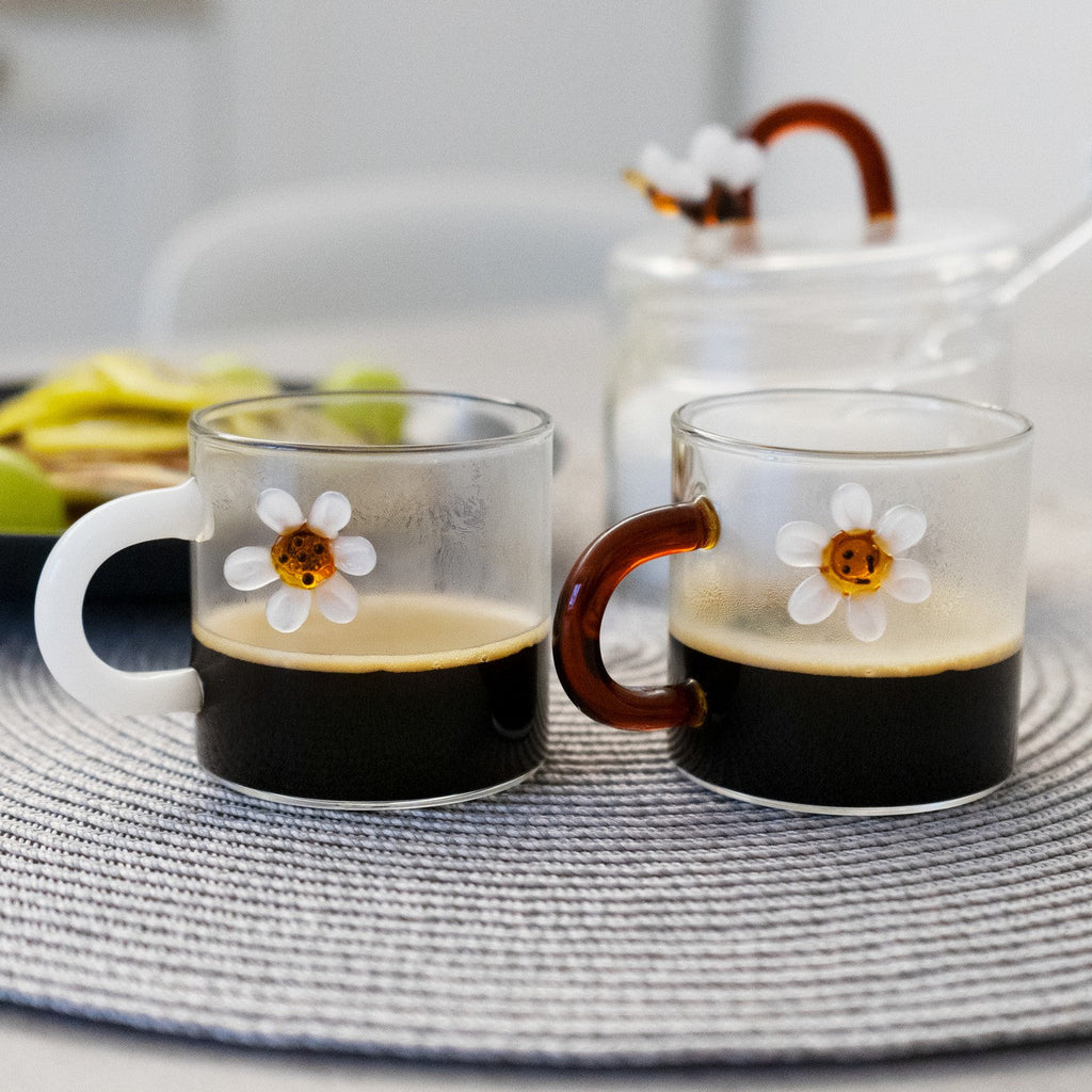 Monterey - Set De 2 Tasses À Café Marguerite - Verre Borosilicate - 130ml