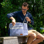 Austin - Sac Isotherme Rayé Avec Poche Pour Bouteille - Bleue - Textile