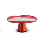 Balat - Plateau Surélevé - Rouge Et Argent - Verre Borosilicate