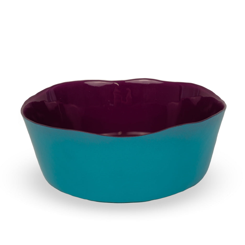 Saladier En Verre - Bourgogne/Bleu Clair