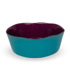 Saladier En Verre - Bourgogne/Bleu Clair