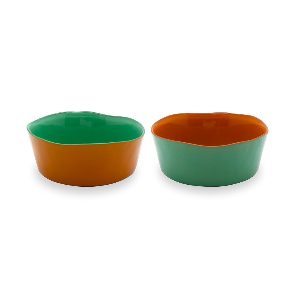 Balat - Set De 2 Bols - Vert Et Orange - Verre Borosilicate - 300ml