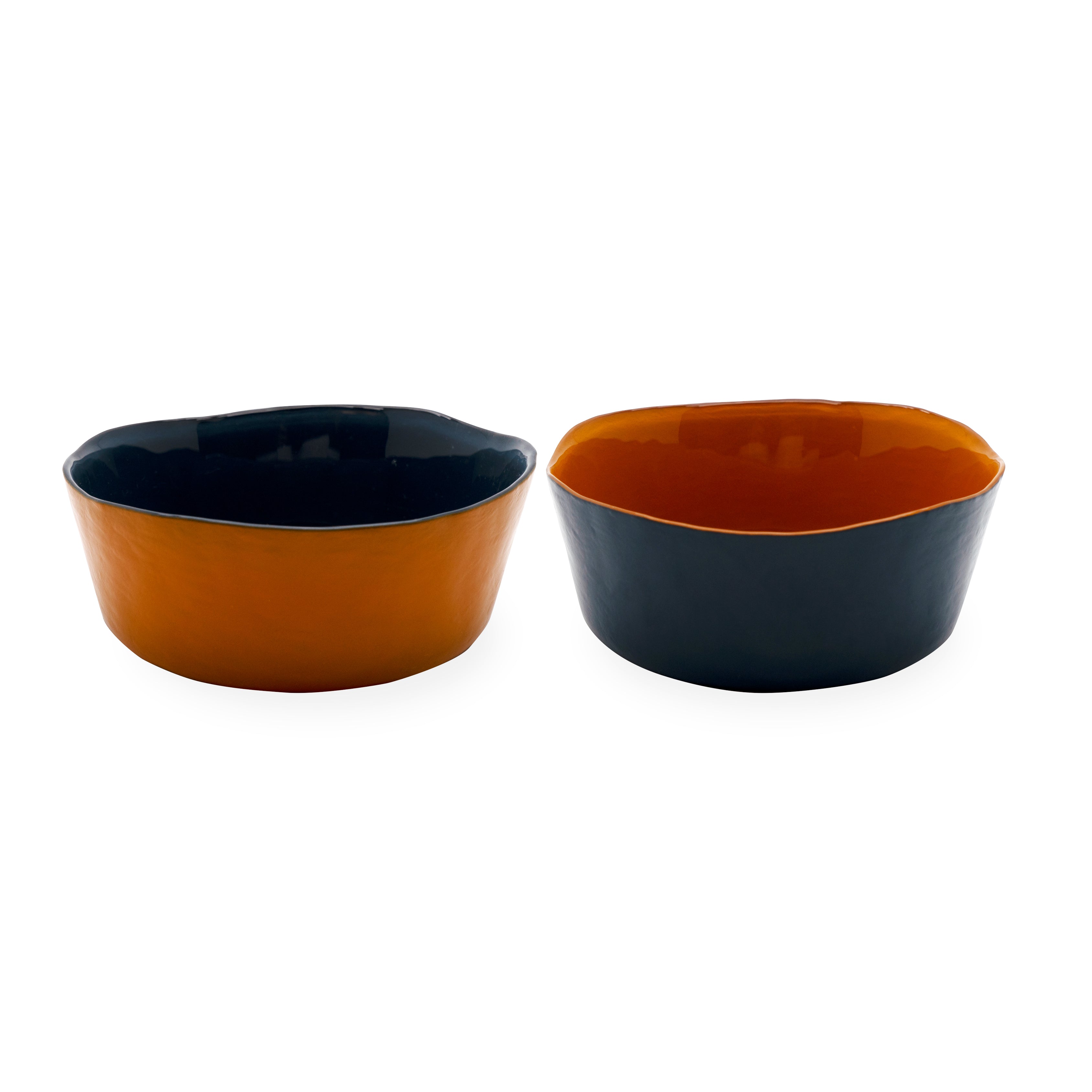 Balat - Set De 2 Bols - Orange Et Marine - Verre Borosilicate - 500ml