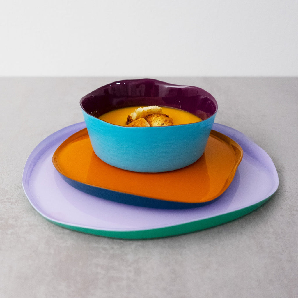 Balat - Set De 2 Bols - Bordeaux Et Turquoise - Verre Borosilicate - 500ml