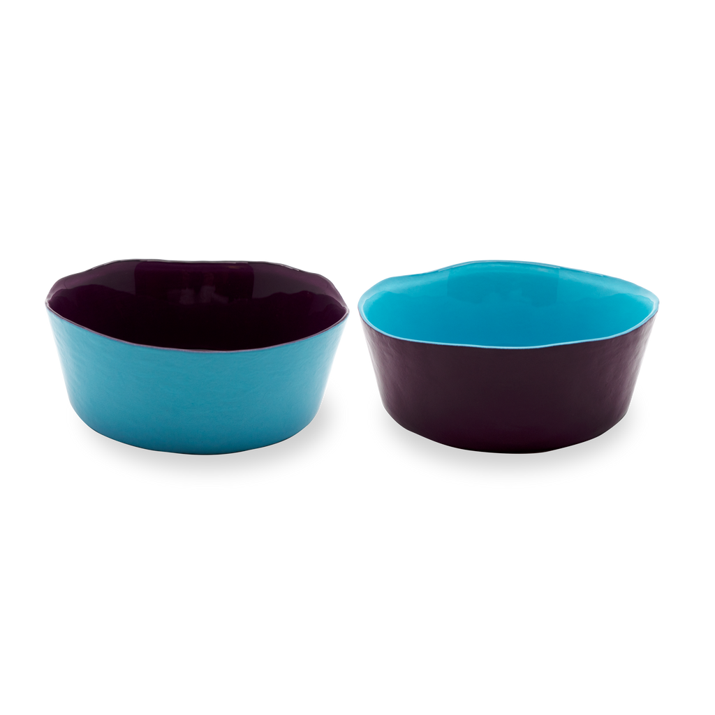 Balat - Set De 2 Bols - Bordeaux Et Turquoise - Verre Borosilicate - 500ml