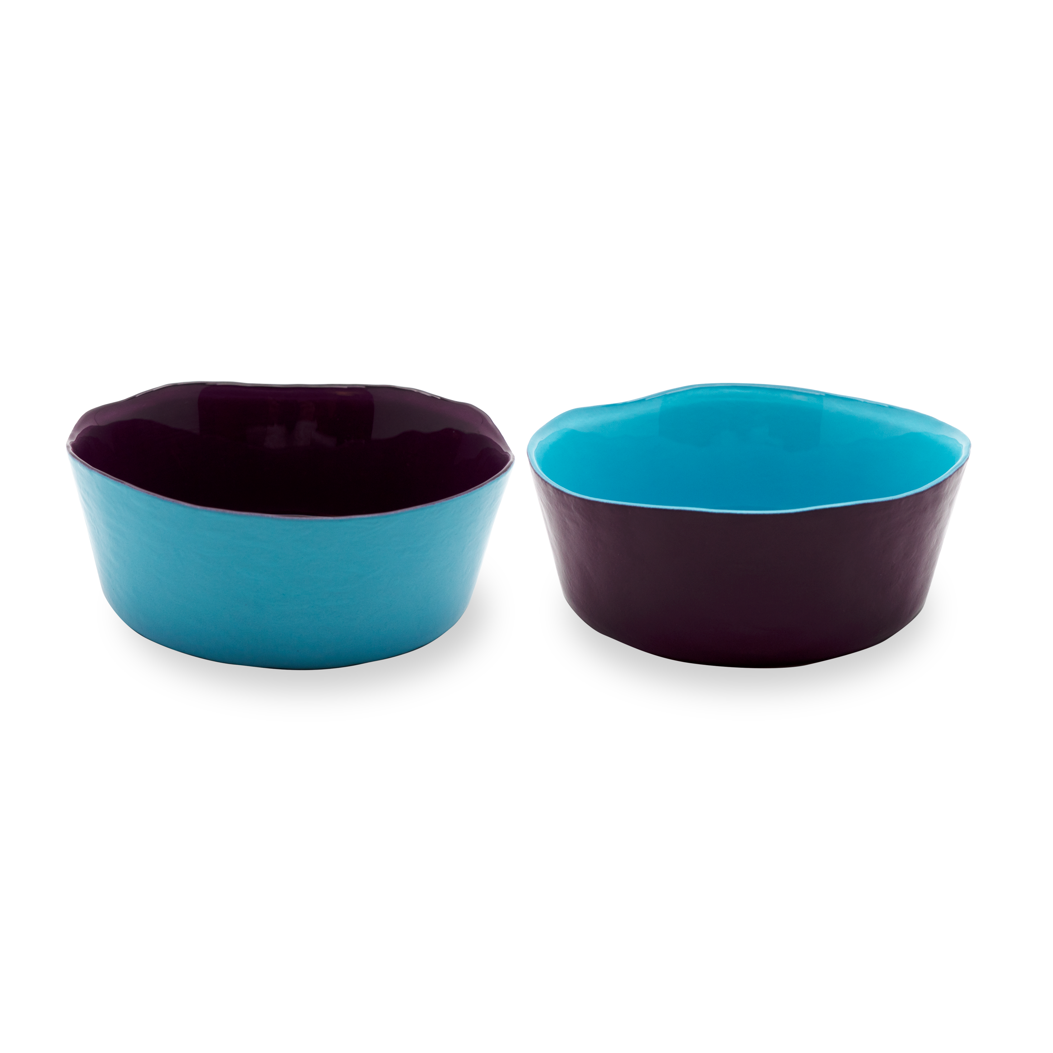 Balat - Set De 2 Bols - Bordeaux Et Turquoise - Verre Borosilicate - 500ml
