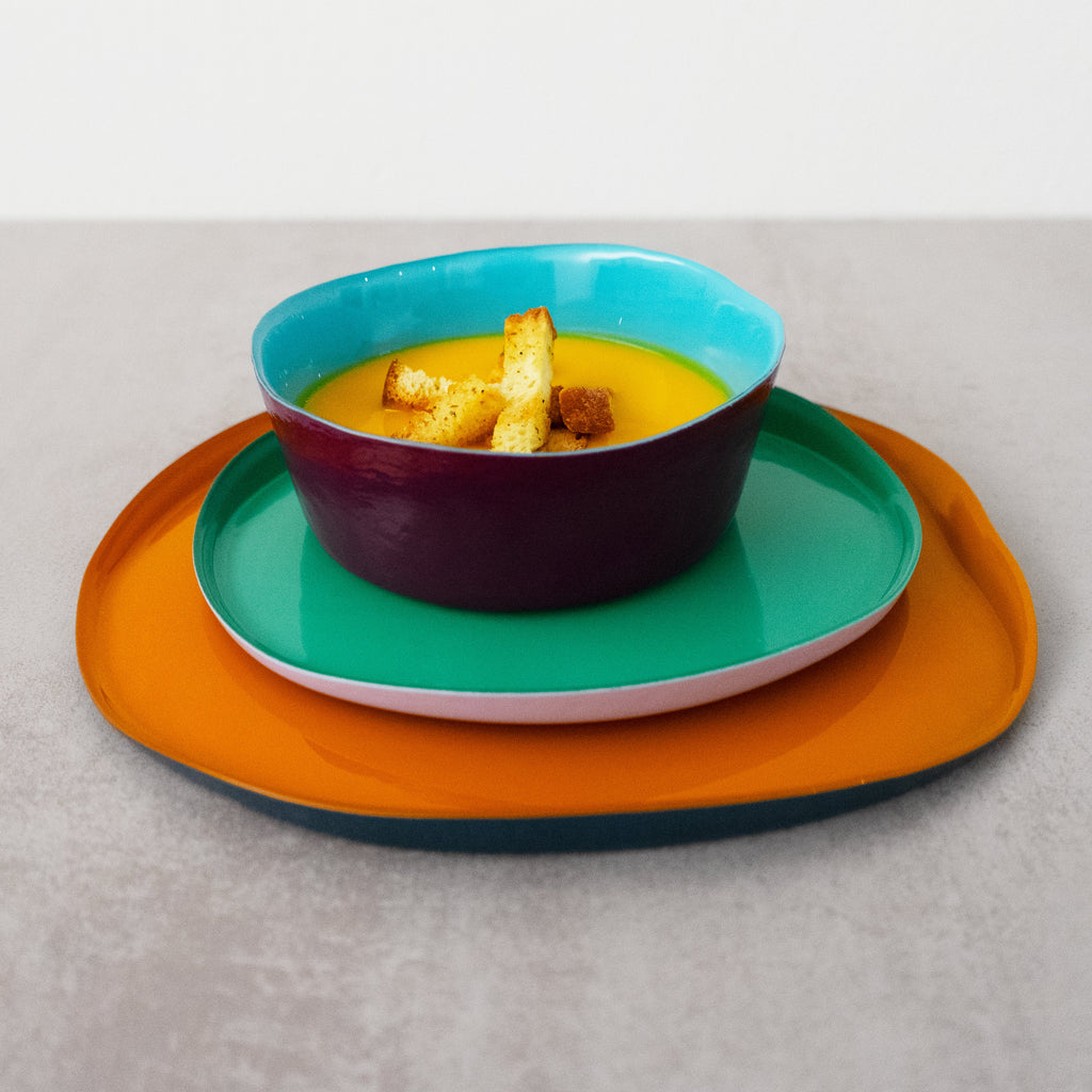 Balat - Set De 2 Bols - Bordeaux Et Turquoise - Verre Borosilicate - 500ml