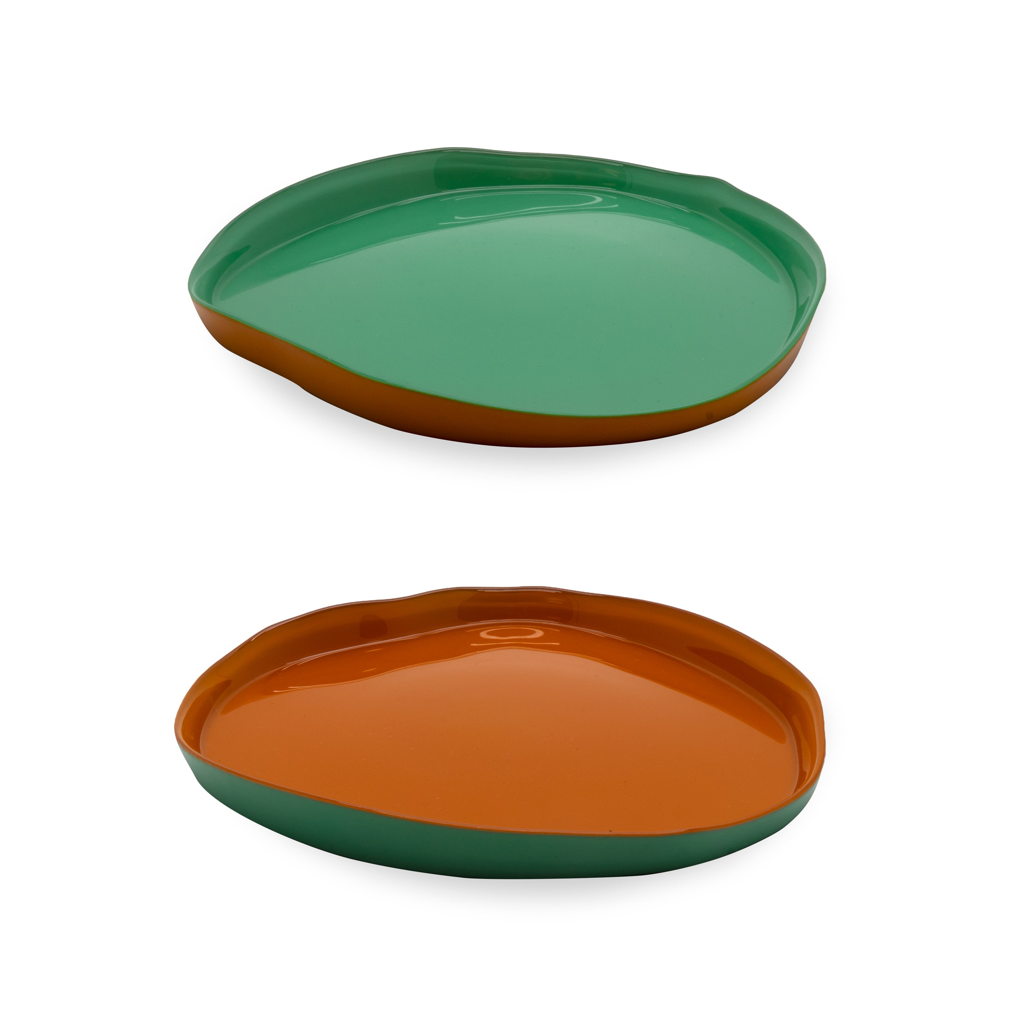 Balat - Set De 2 Assiettes - Orange Et Vert - Verre Borosilicate