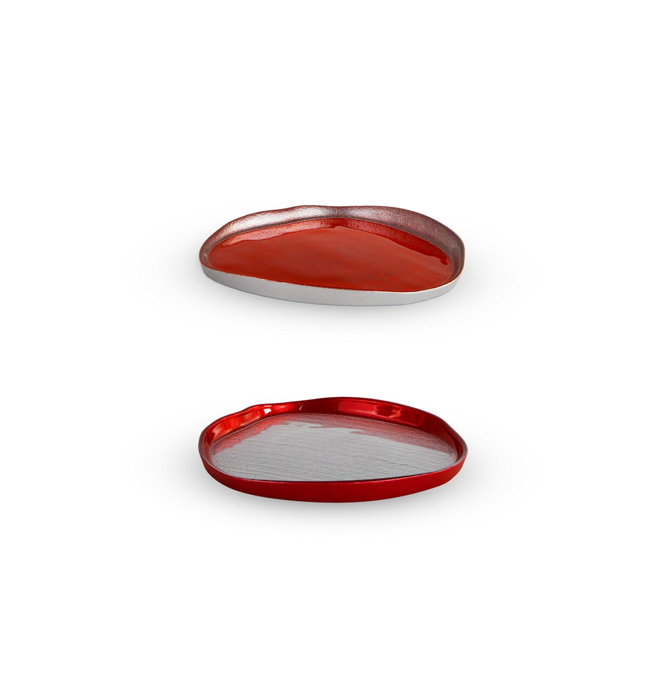 Balat - Set De 2 Assiettes - Argent Et Rouge - Verre Borosilicate
