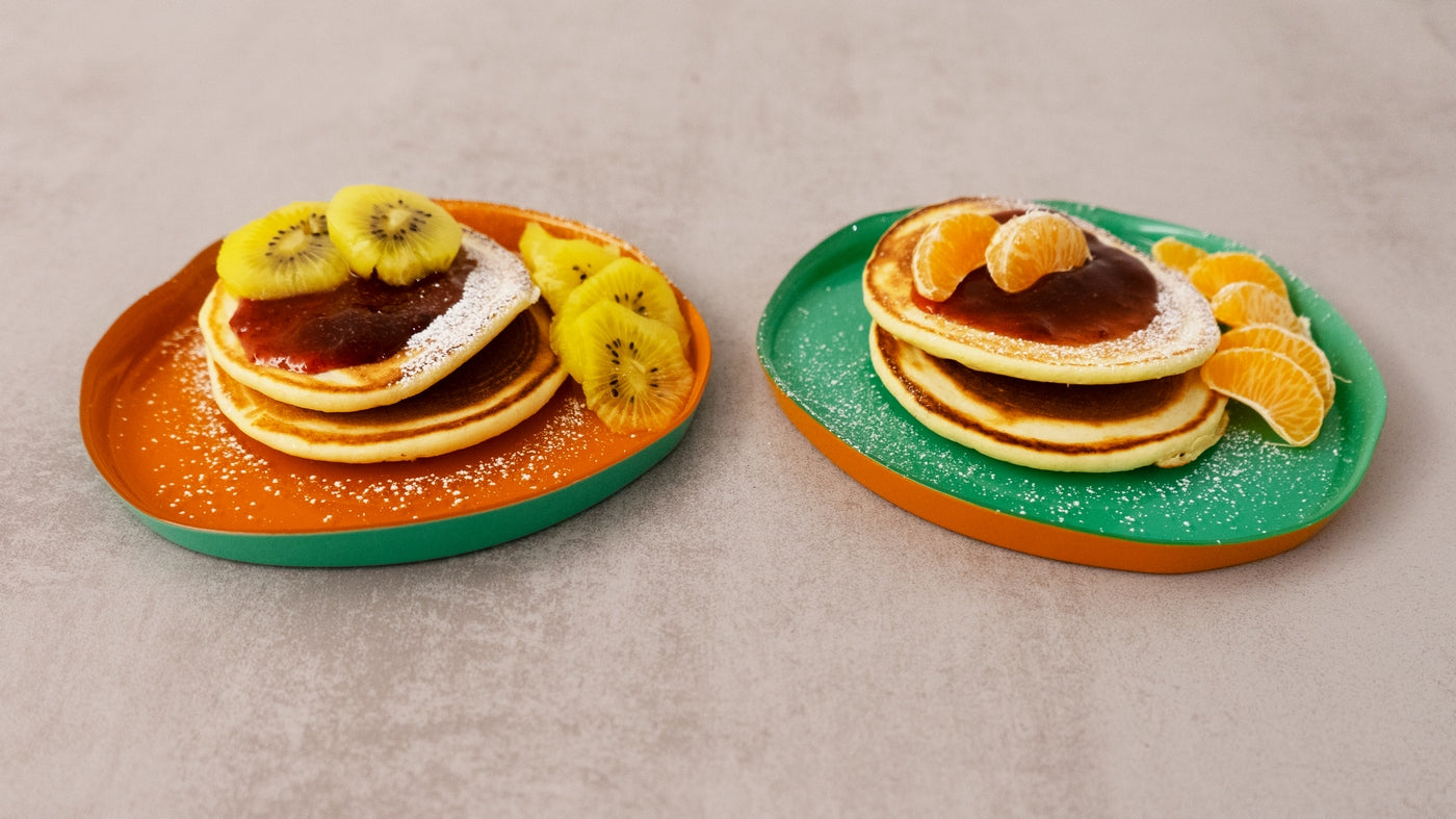 Balat - Set De 2 Assiettes - Orange Et Vert - Verre Borosilicate