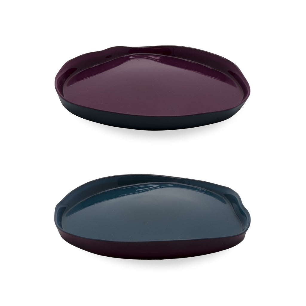 Balat - Set De 2 Assiettes - Bordeaux Et Marine - Verre Borosilicate