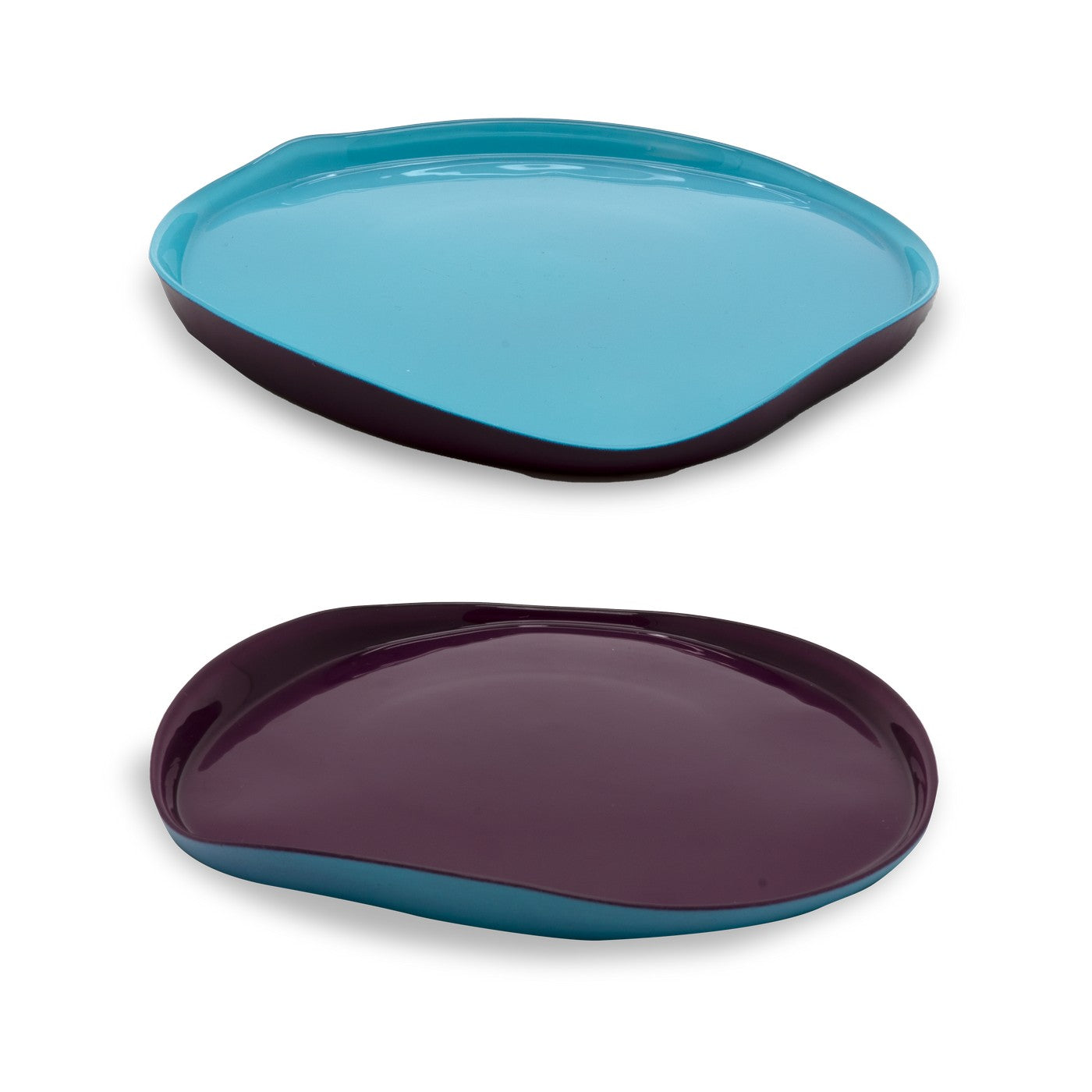 Balat - Set De 2 Assiettes - Turquoise Et Bordeaux - Verre Borosilicate