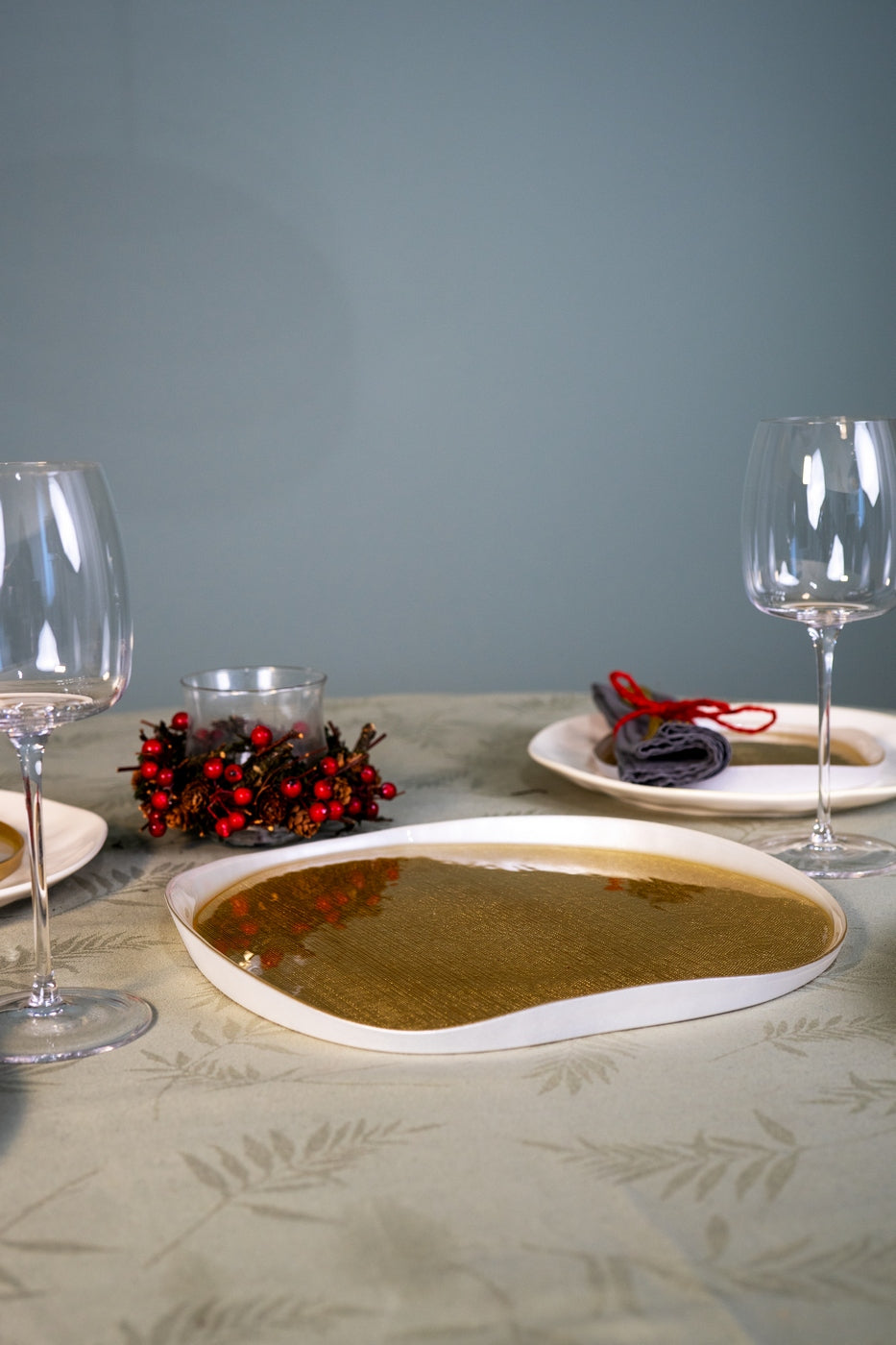 Balat - Assiette À Panettone - Or Et Perle - Verre Borosilicate