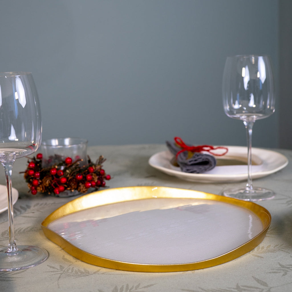 Balat - Assiette À Panettone - Or Et Perle - Verre Borosilicate