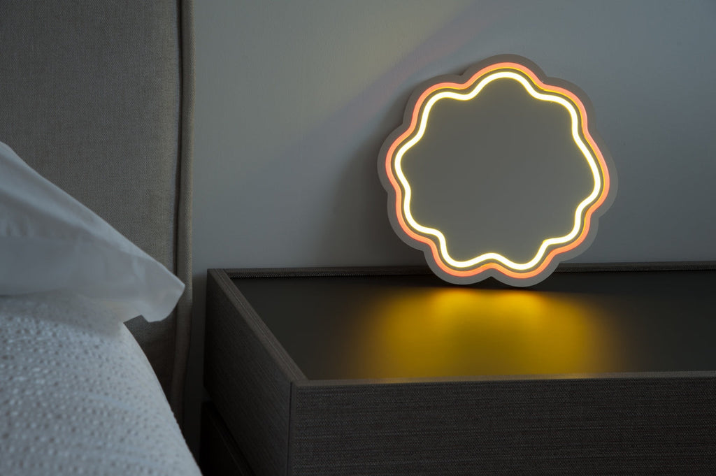 Tokyo - Miroir Néon Décoratif Avec Lumières LED Vagues Orange Et Jaune