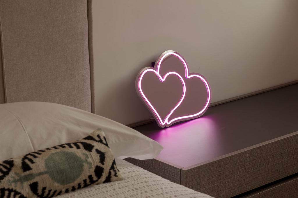 Tokyo - Miroir Néon Décoratif Avec Lumières LED Cœurs Roses
