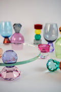 Plateau Surélevé En Verre Effet Diamant - Rose/Violet