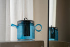 Olimpia - Théière Avec Poignée Colorée - Bleu Et Gris - Verre Borosilicate - 1,2L