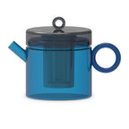 Olimpia - Théière Avec Poignée Colorée - Bleu Et Gris - Verre Borosilicate - 1,2L