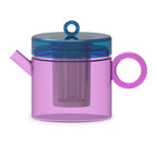 Olimpia - Théière Avec Poignée Colorée - Rose Et Bleu - Verre Borosilicate - 1,2L