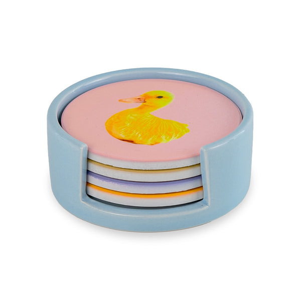 Mykonos - Set De 4 Sous-verres Aux Décors Mixtes - Céramique