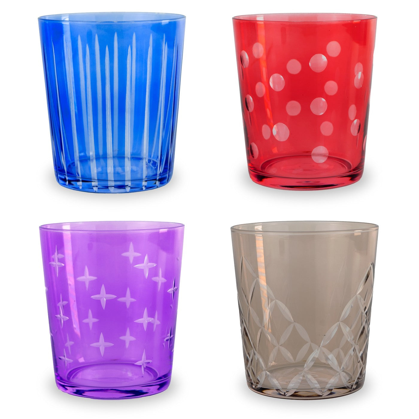 Anversa - Set De 4 Gobelets Avec Motifs Mixtes Incisés - Verre Borosilicate - 300ml