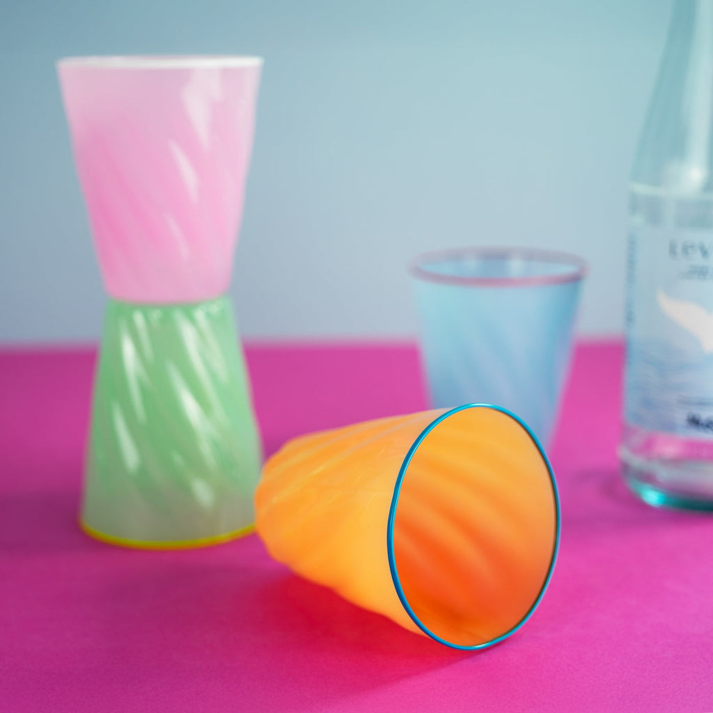 Samarcanda - Set De 4 Gobelets Colorés Avec Bords Colorés - Verre Borosilicate - 200ml