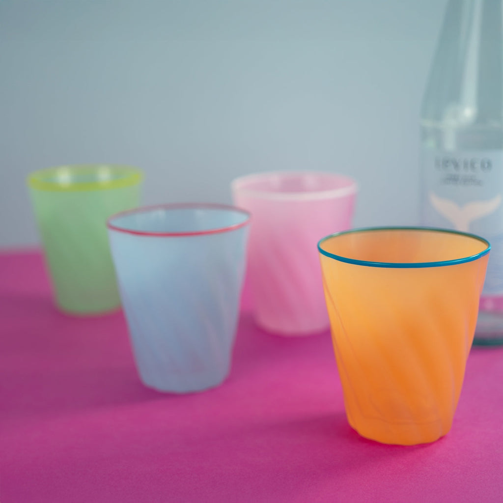 Samarcanda - Set De 4 Gobelets Colorés Avec Bords Colorés - Verre Borosilicate - 200ml