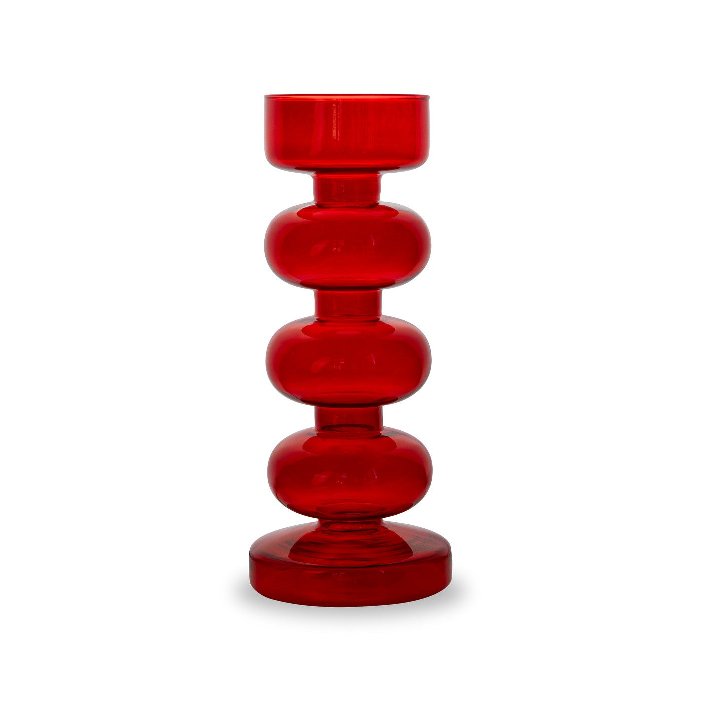Porte-Bougies Ou Vase Soliflore En Verre - Rouge