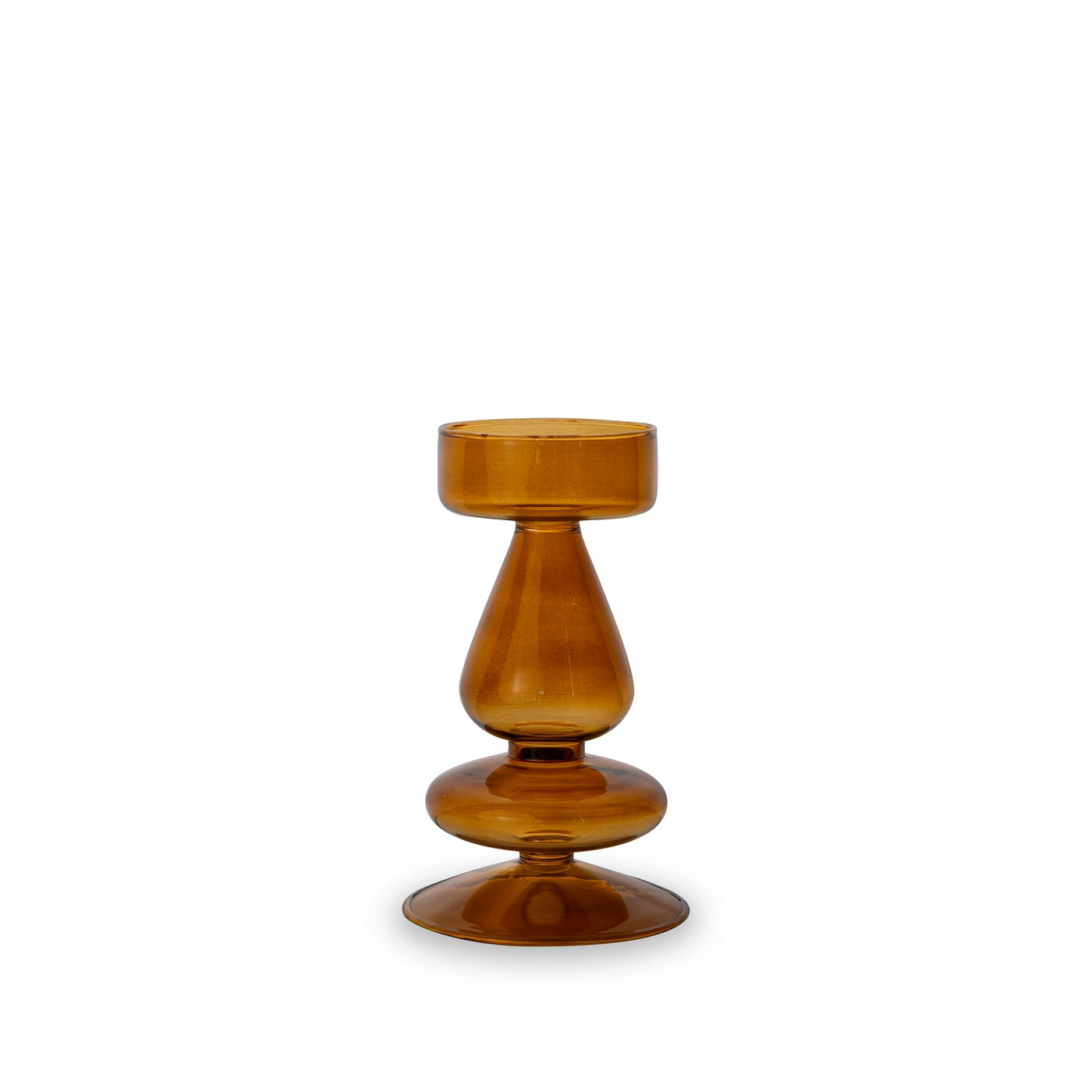 Porte-Bougies Ou Vase Soliflore En Verre - Marron