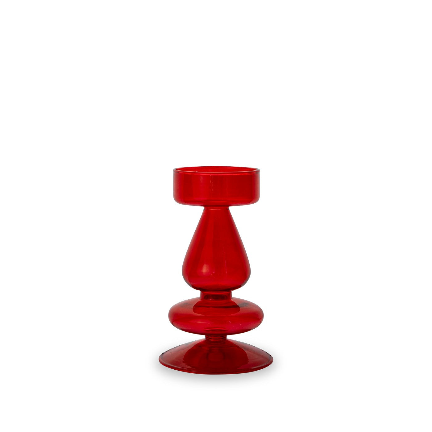 Porte-Bougies Ou Vase Soliflore En Verre - Rouge