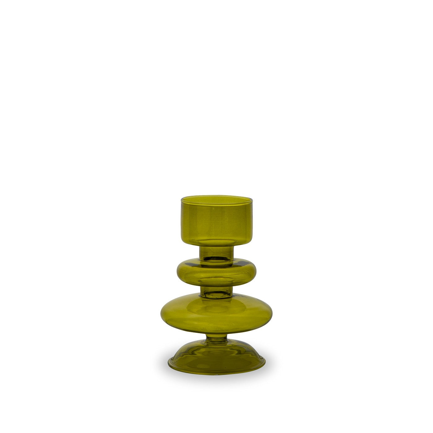 Porte-Bougies Ou Vase Soliflore En Verre - Olive