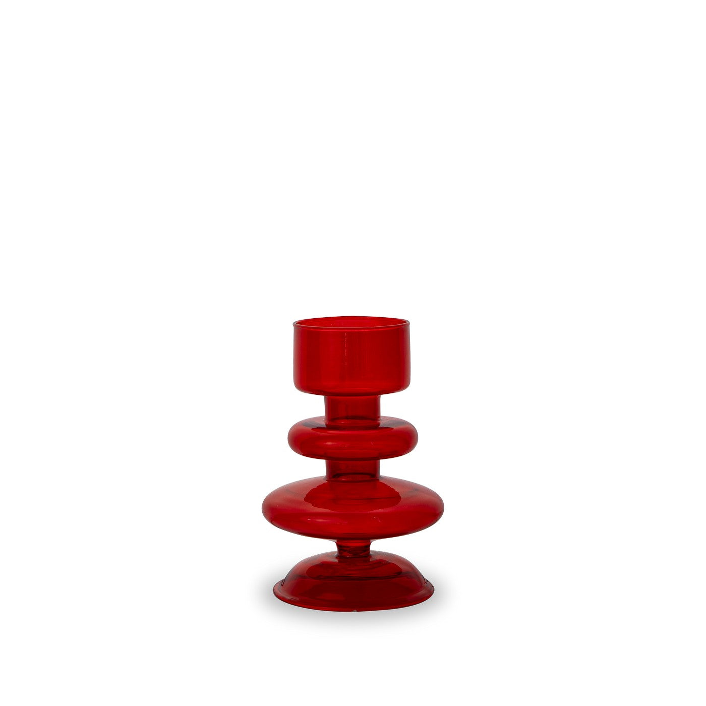 Porte-Bougies Ou Vase Soliflore En Verre - Rouge