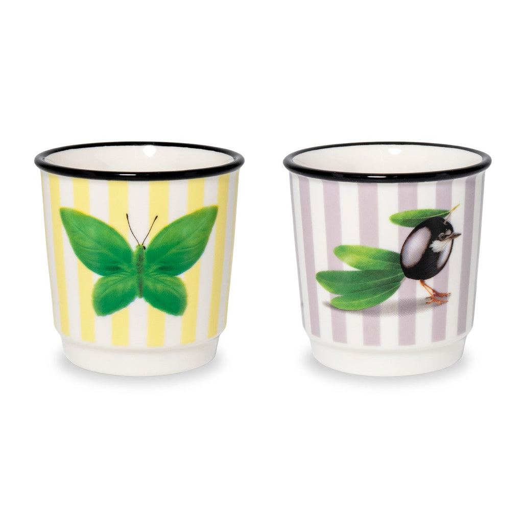 Mykonos - Set De 2 Verres À Café Papillon Et Olive - Céramique - 100ml
