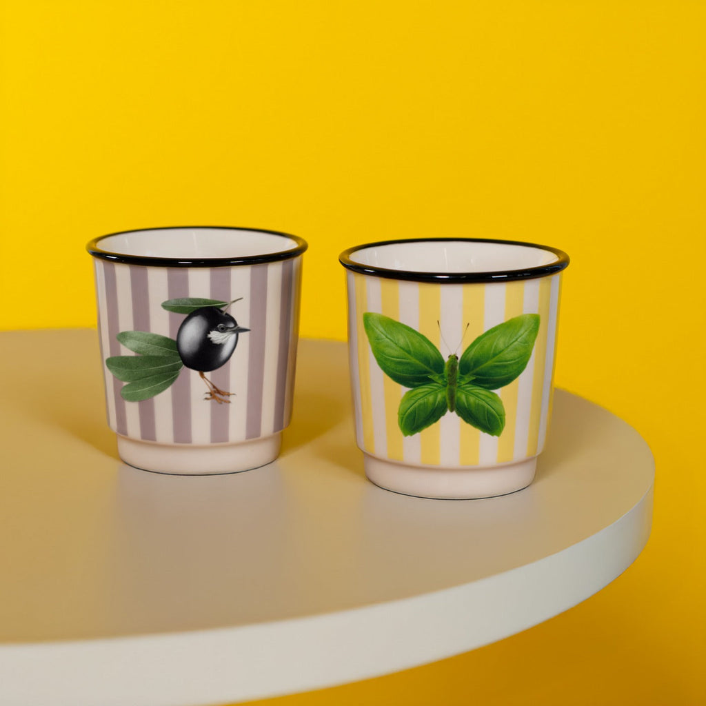 Mykonos - Set De 2 Verres À Café Papillon Et Olive - Céramique - 100ml