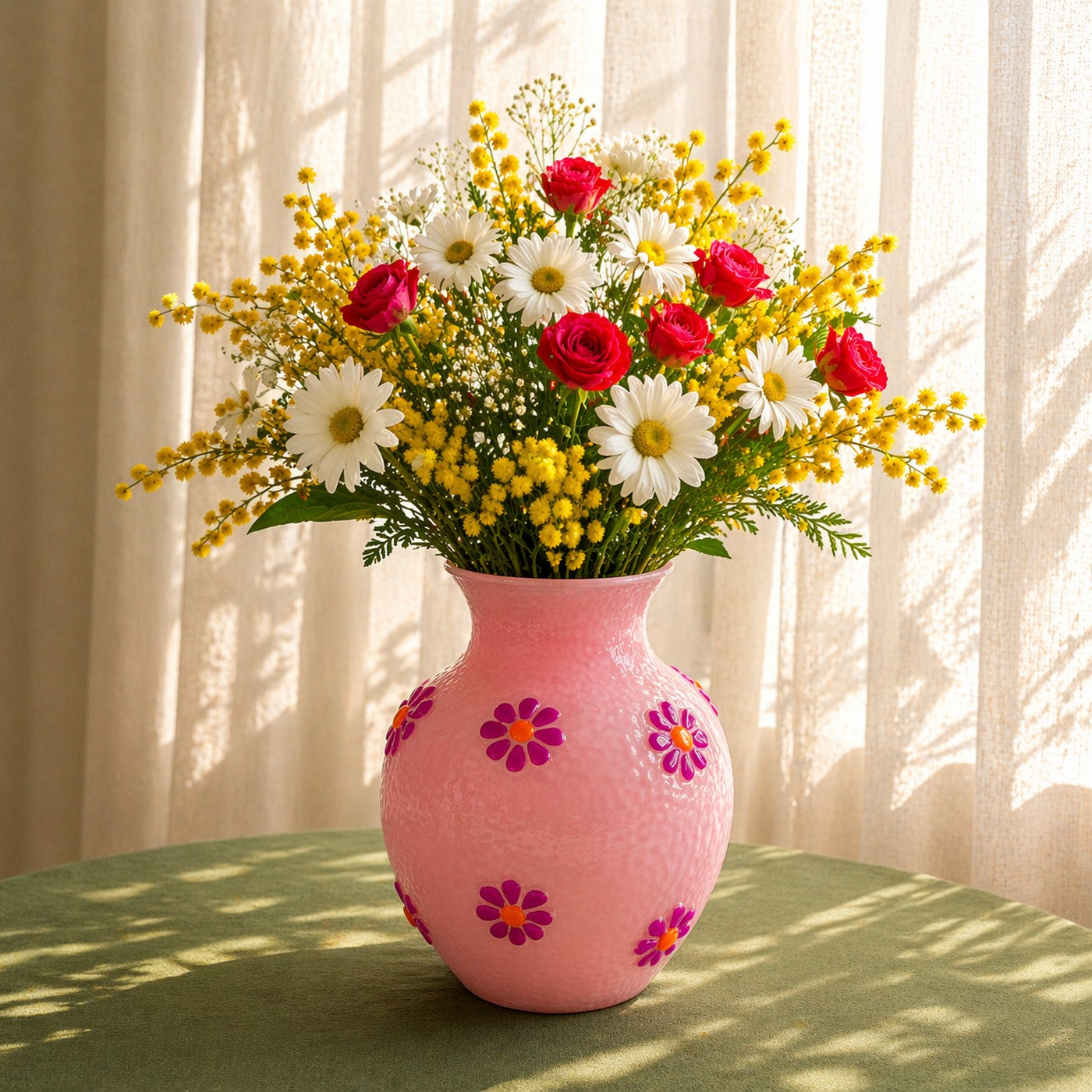 Monterey - Vase Avec Décorations Extérieures - Rose - Verre Borosilicate