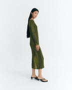 Vestido midi plisado verde Myrtle sostenible - 4