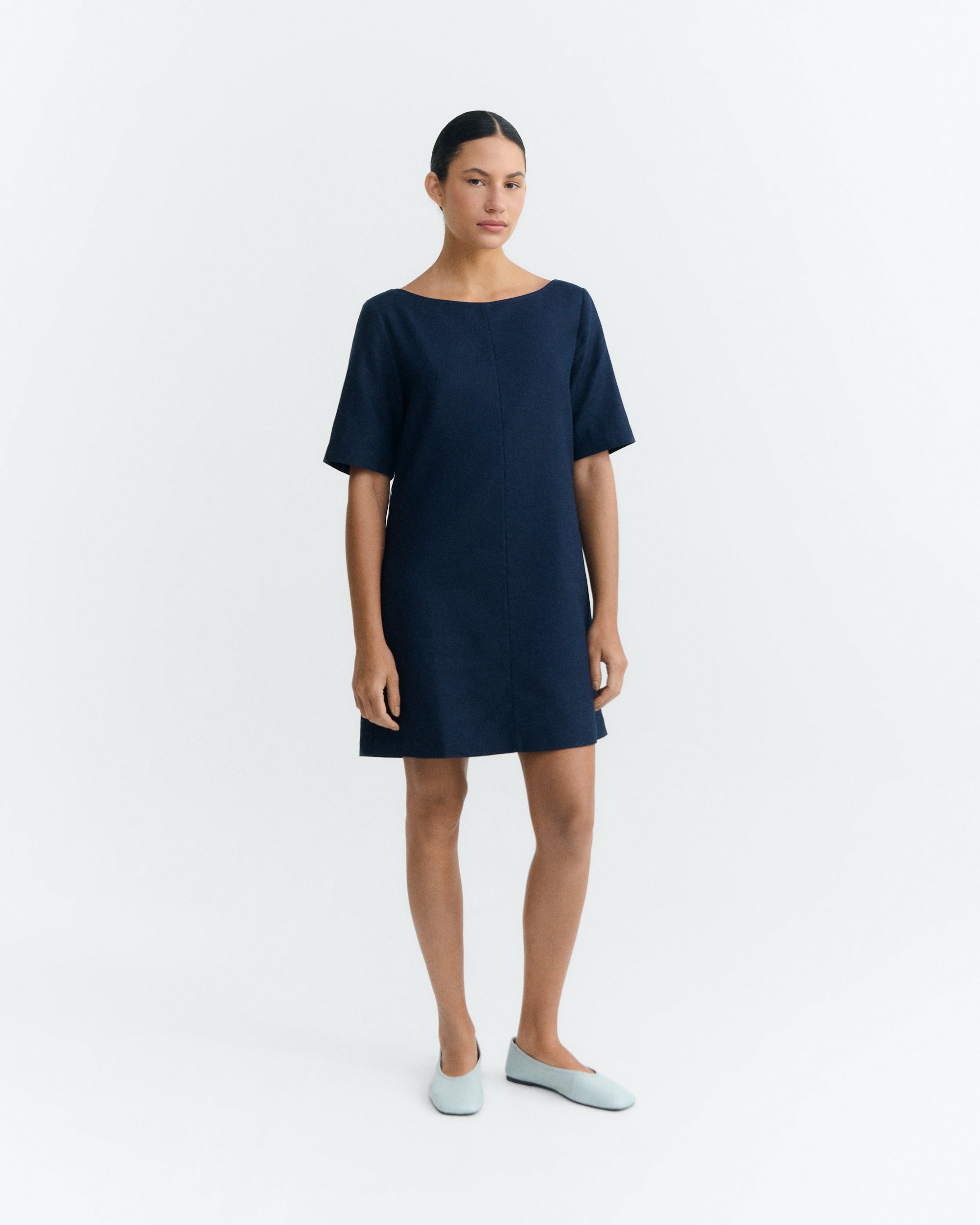 Vestido corto navy hemp Kieran sostenible - 1