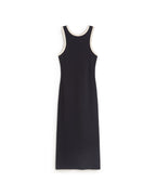 Vestido slim navy abertura espalda Doechi sostenible silueta - 1