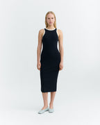 Vestido slim navy abertura espalda Doechi sostenible - 1